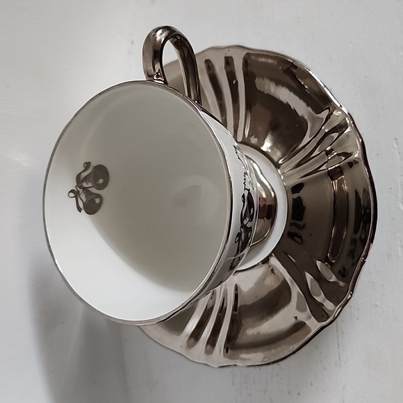 ROYAL WINTON Grimwades Our wedding silver and white wedding teacup and saucer - Picture 5 of 5